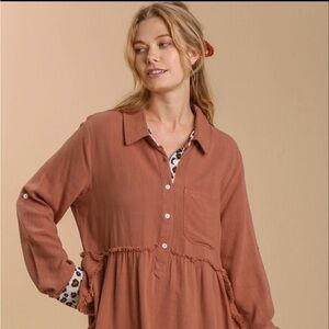 Umgee Terracotta Button-Down Shirt